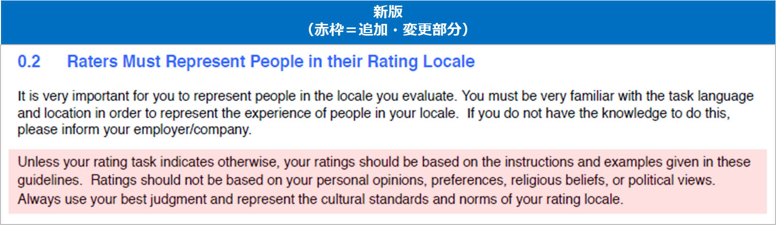 参考：セクション0.2「Rater Must Represent People in their Rating Locale」。